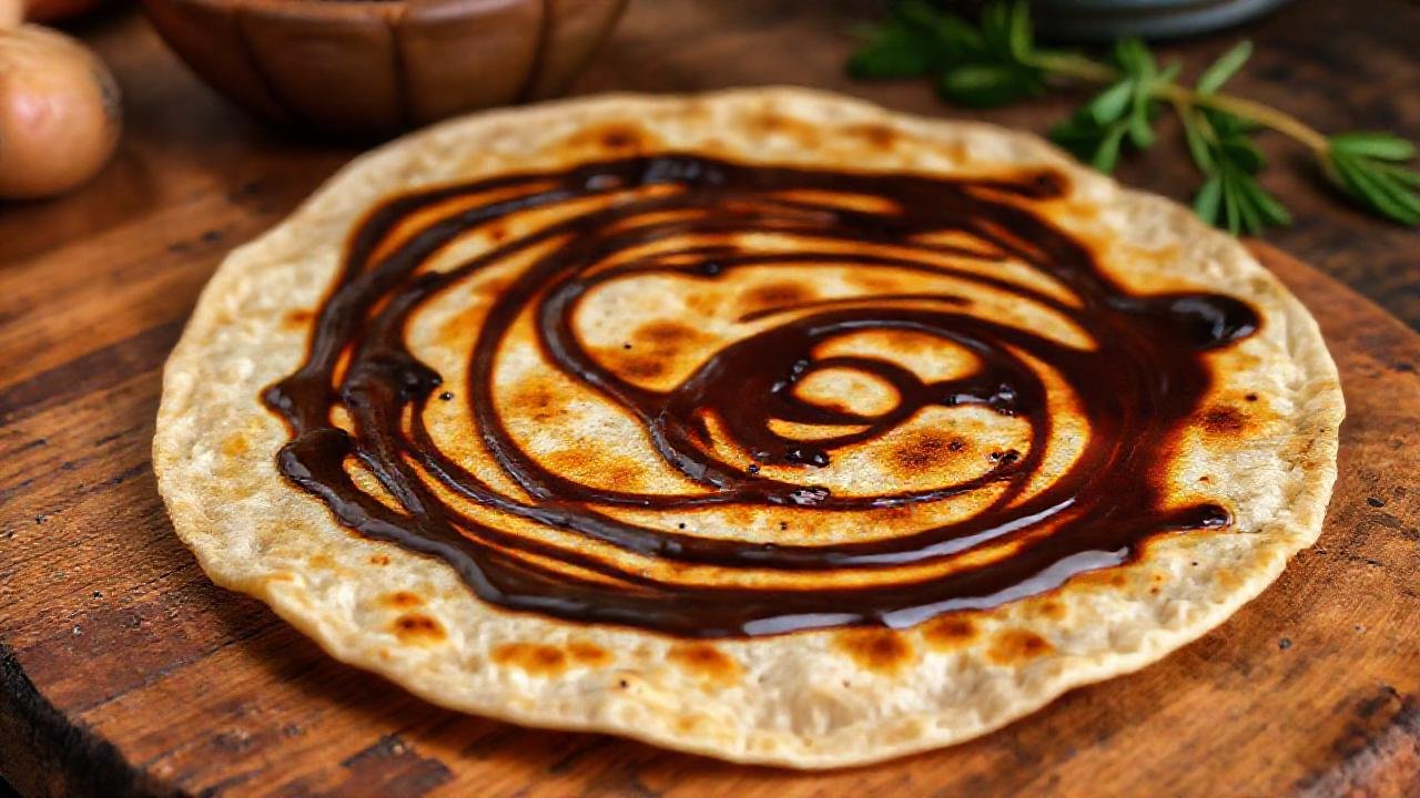 Tortilla caliente con chocolate, textura y color