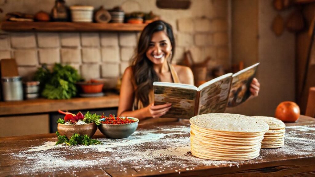 Una mujer sonríe en su cocina