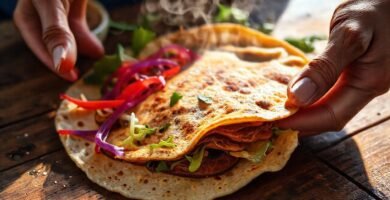 Tortilla vegana apetecible y detallada emerge