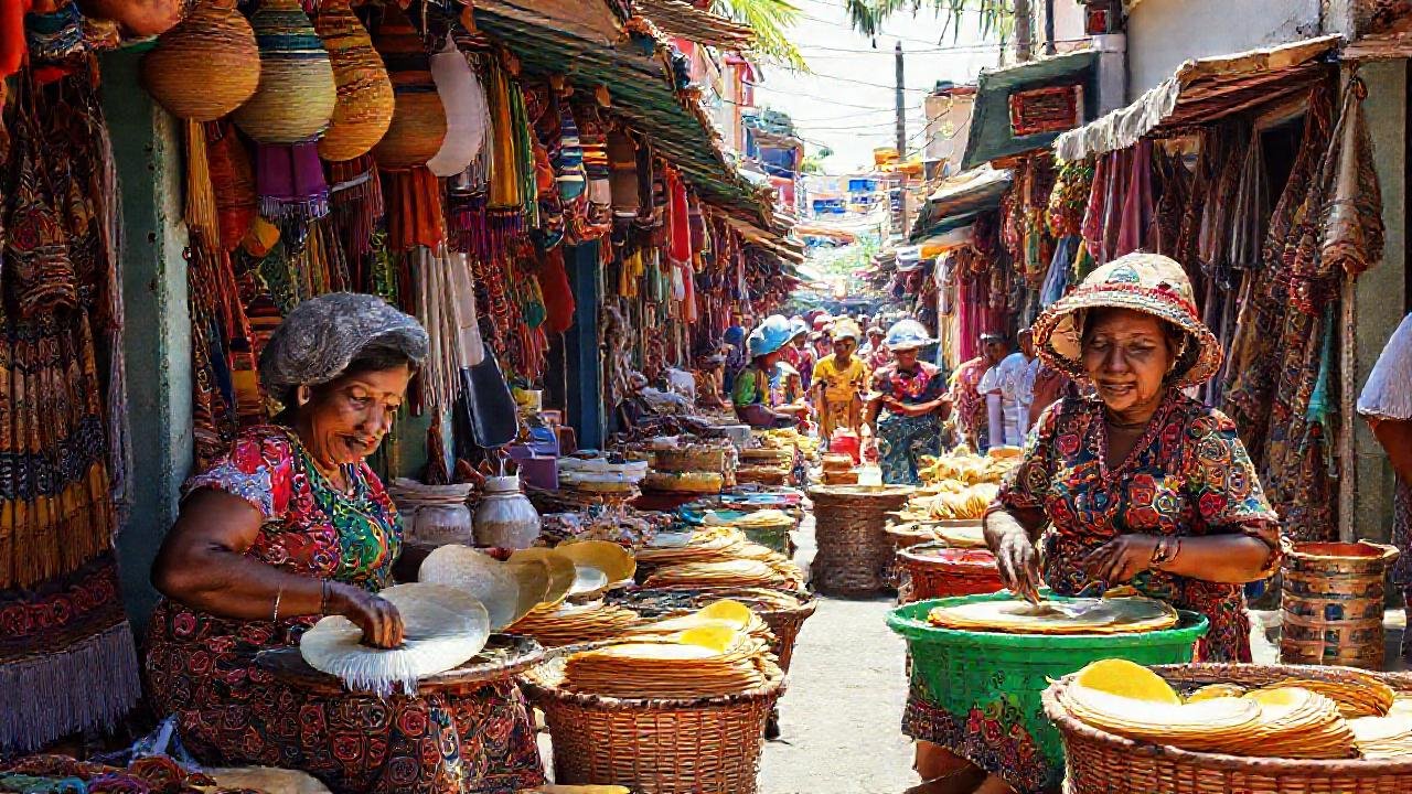 Mercado caribeño vibrante y auténtico