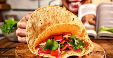 Tortilla saludable y apetitosa en escena
