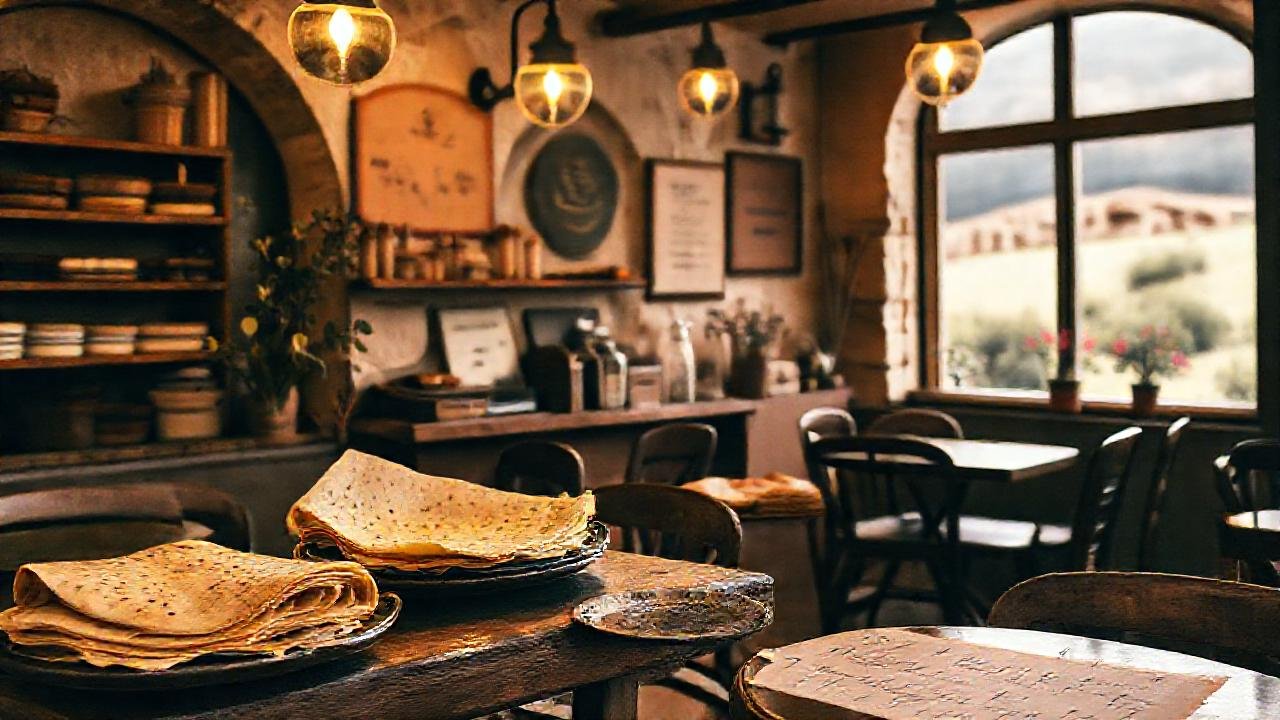 Un café francés rústico, cálido y acogedor