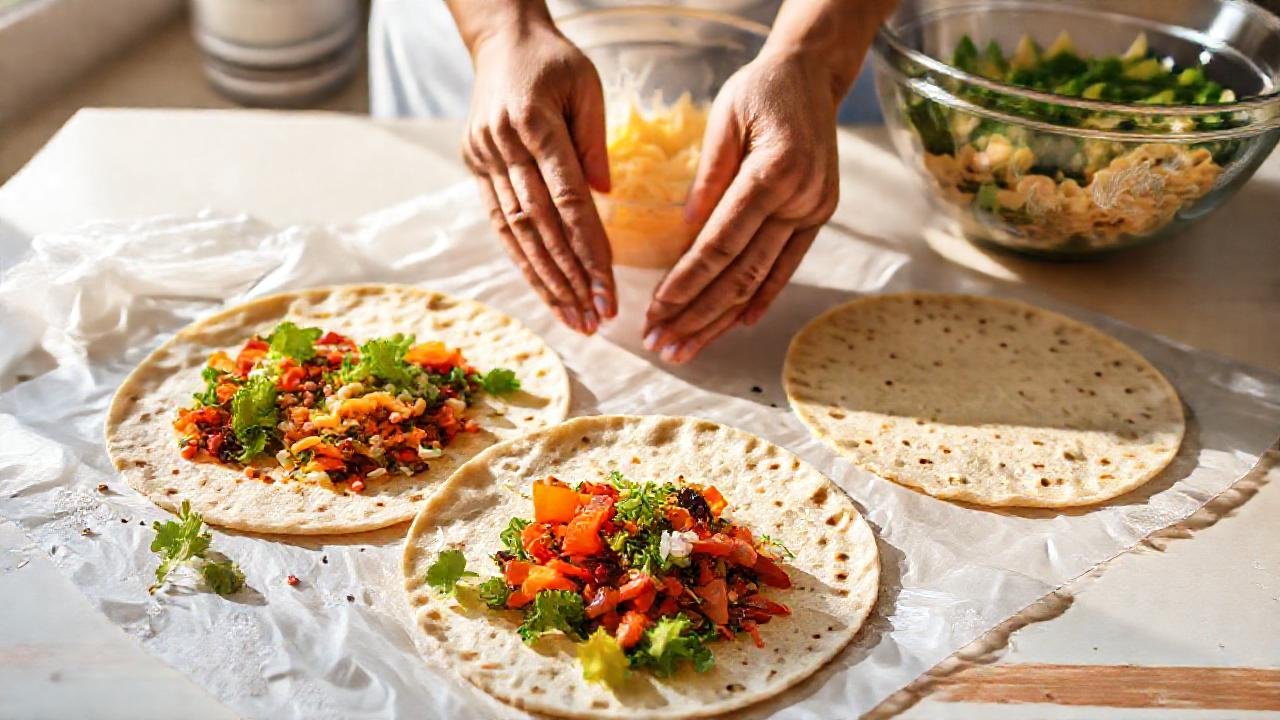 Preparando tortillas veganas en cocina soleada