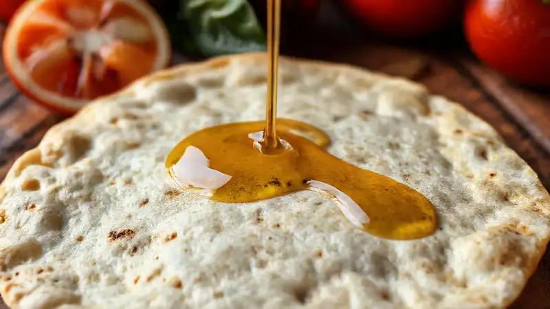 Tortilla apetitosa con ingredientes brillantes