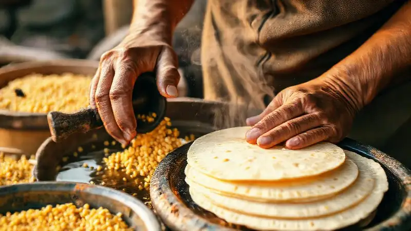 Maíz se transforma en tortillas calientes