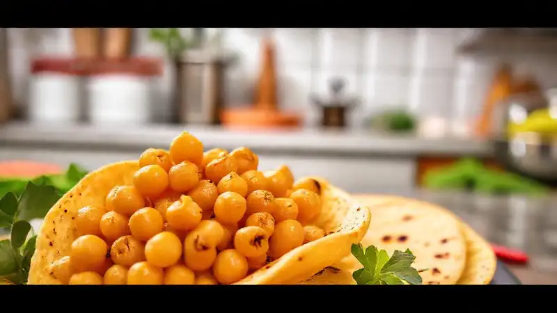 Gachas doradas en cocina vibrante