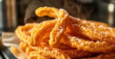 Churros dorados crujientes en cocina española