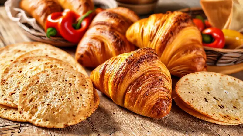 Panadería española: comida apetitosa y cálida