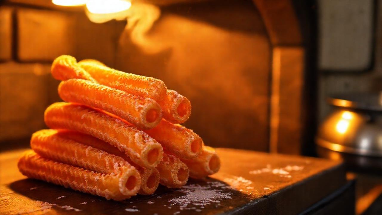 Churros dorados, tradición española, irresistiblemente cálidos
