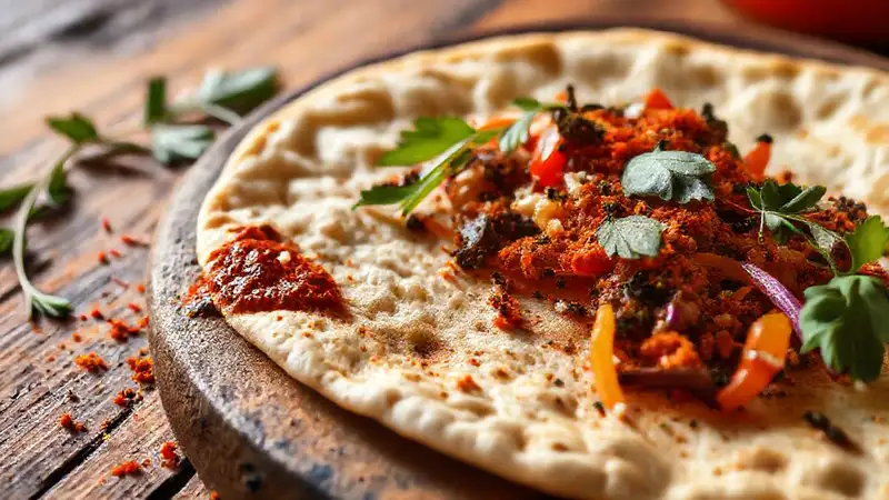 Especias indias con tortilla fresca