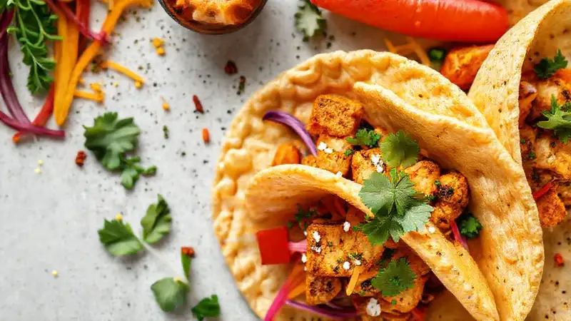 Tofu tortillas vibrantes y apetitosas