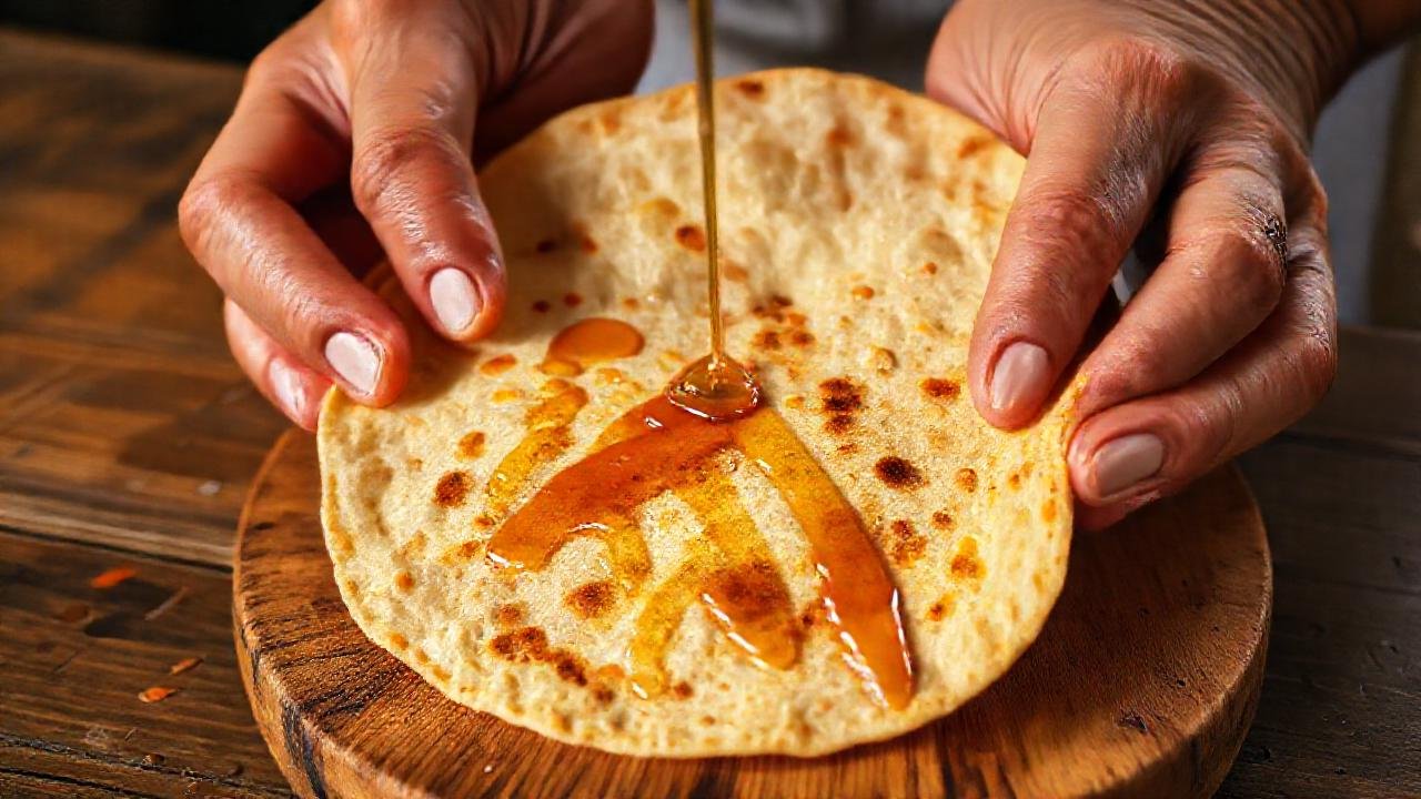 Una tortilla cálida, dorada y atractiva