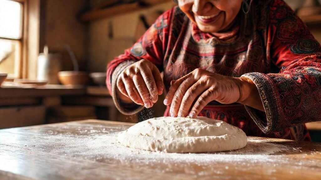 Una mujer mexicana hornea con alegría