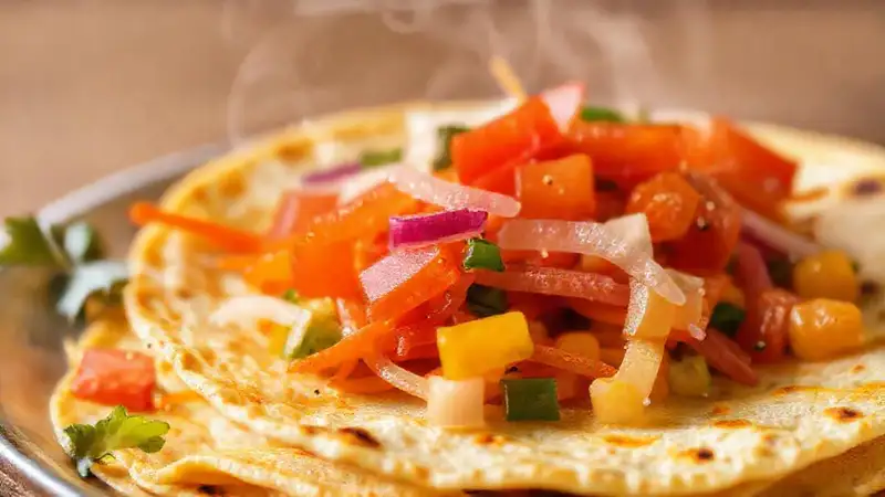 Una tortilla apetitosa y colorida se presenta
