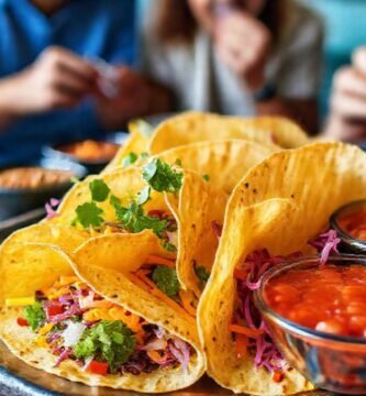 Comida vegana apetitosa y alegre