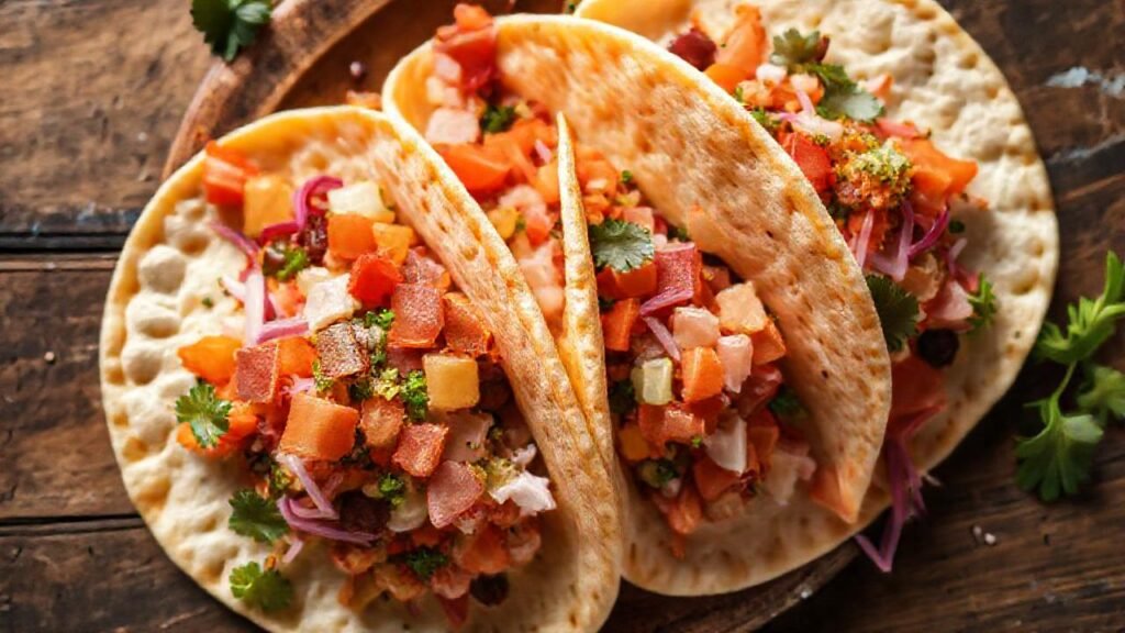 Tortillas coloridas y apetitosas en primer plano