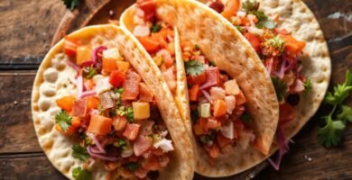 Tortillas coloridas y apetitosas en primer plano