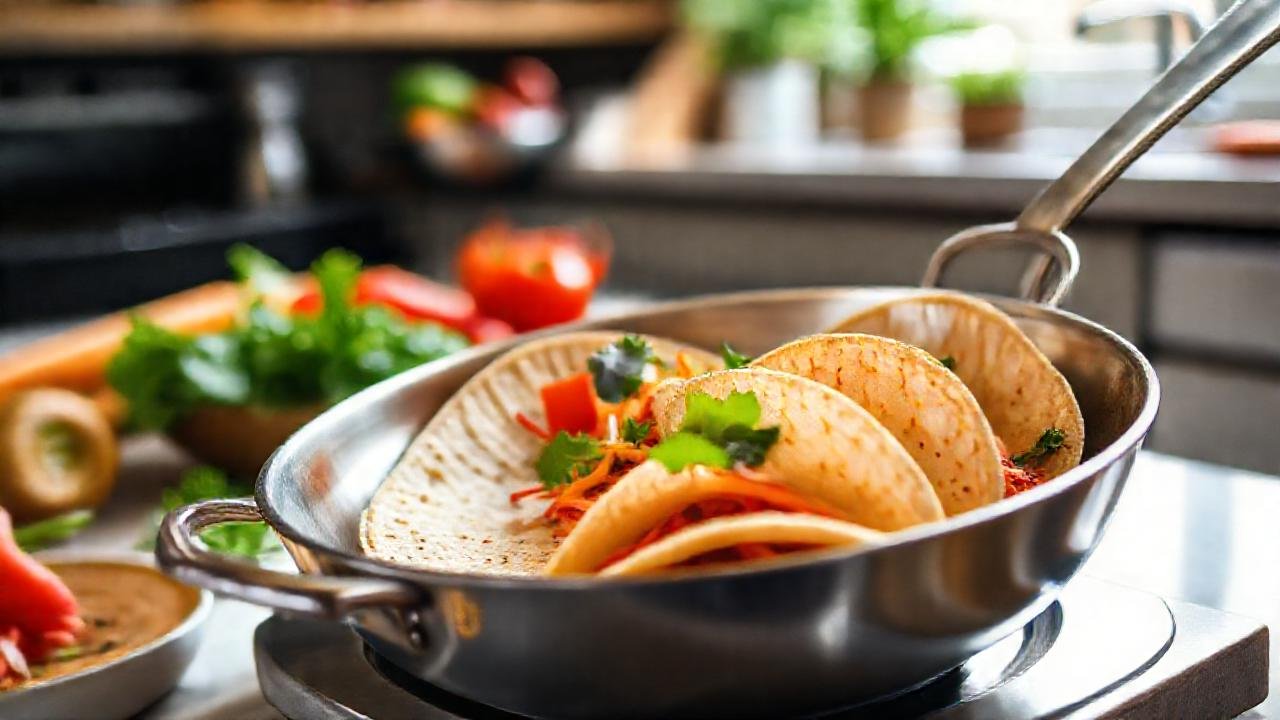 Tortillas frescas iluminan cocina saludable