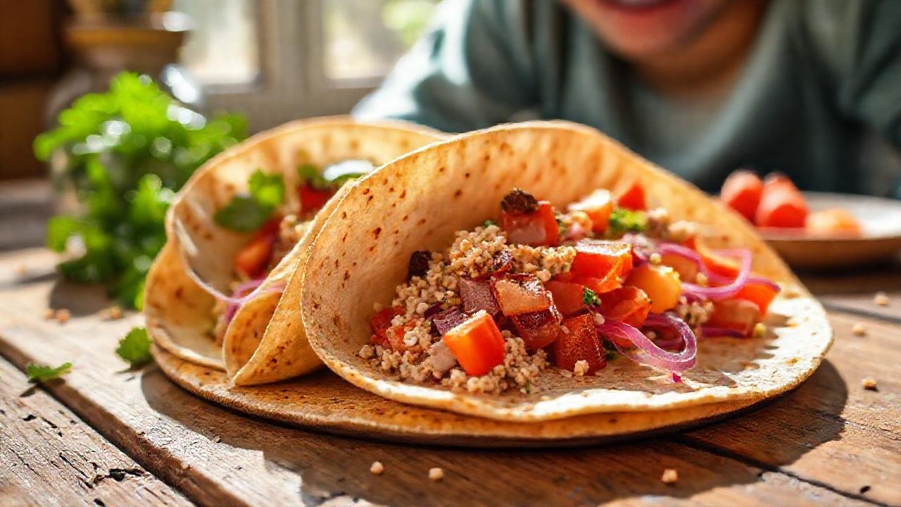Tortillas nutritivas con desayuno soleado y fresco