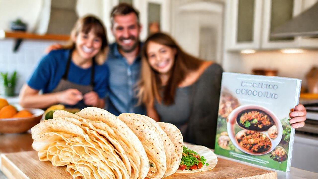 Tortillas cálidas nutren a la familia feliz