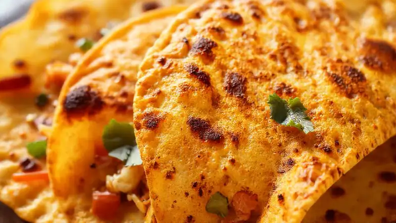 Tortillas veganas crujientes y deliciosas en primer plano