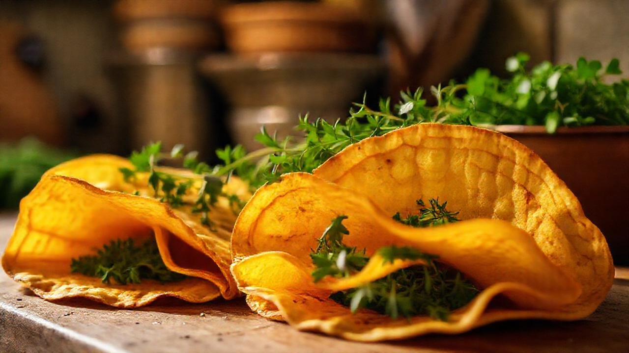 Cocina francesa rústica con huevos dorados