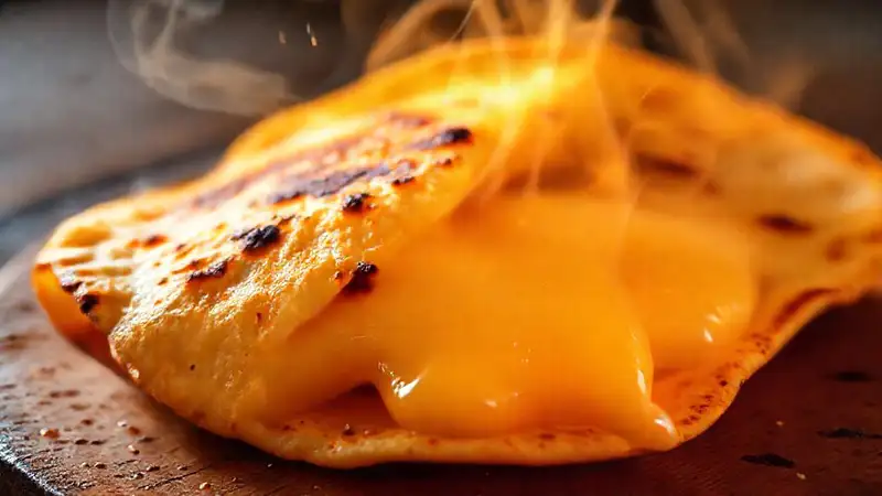 Queso fundido y tortilla caliente atraen