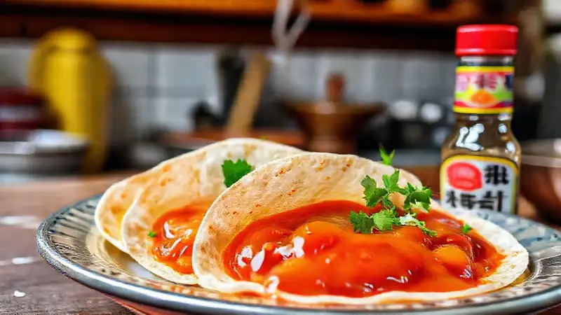 Salsas coreanas y tortillas vibrantes apetecibles