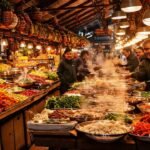 Mercado europeo oriental vibrante y apetitoso