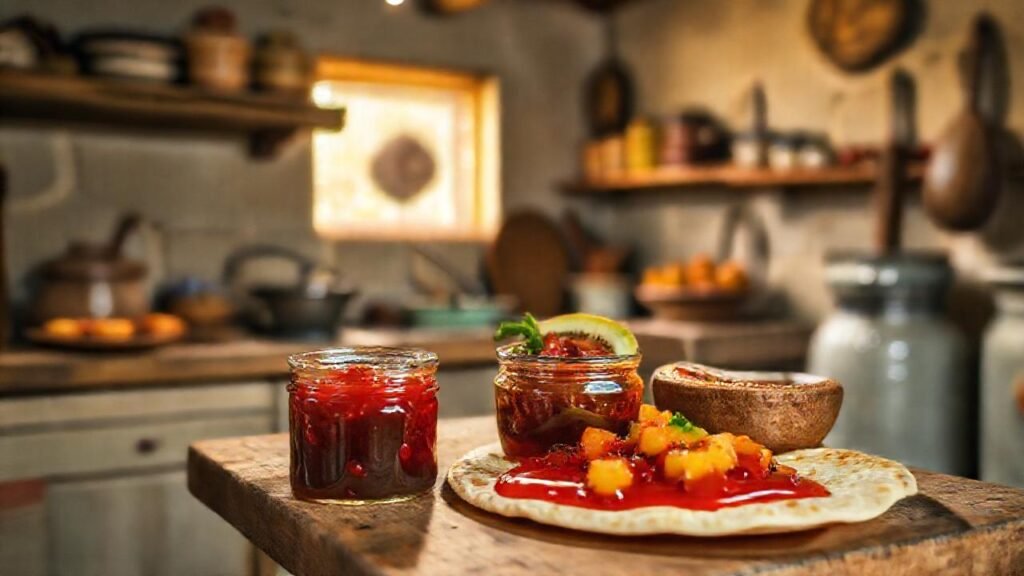 Cocina mexicana acogedora con alimentos frescos