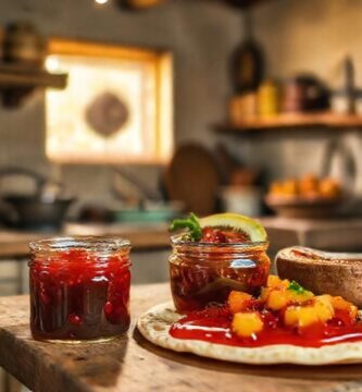 Cocina mexicana acogedora con alimentos frescos