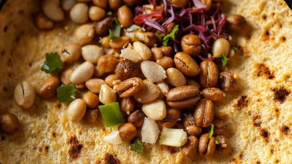 Tortilla apetecible y colorida en cámara