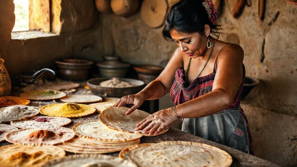 Mujer prepara tortillas en cocina mexicana