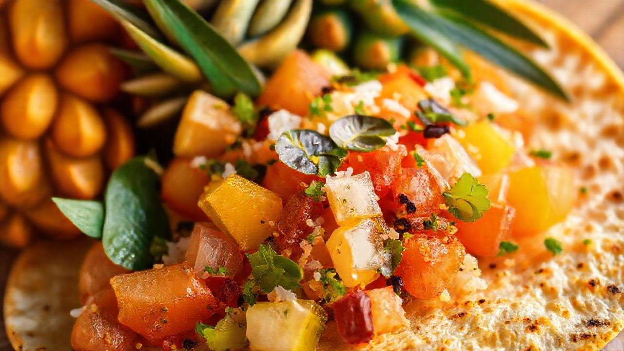 Fruta tropical resplandeciente, textura deliciosa