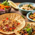 Alimentos veganos vibrantes y apetitosos se muestran