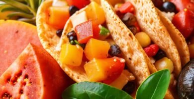 Frutas tropicales veganas son deliciosas y brillantes