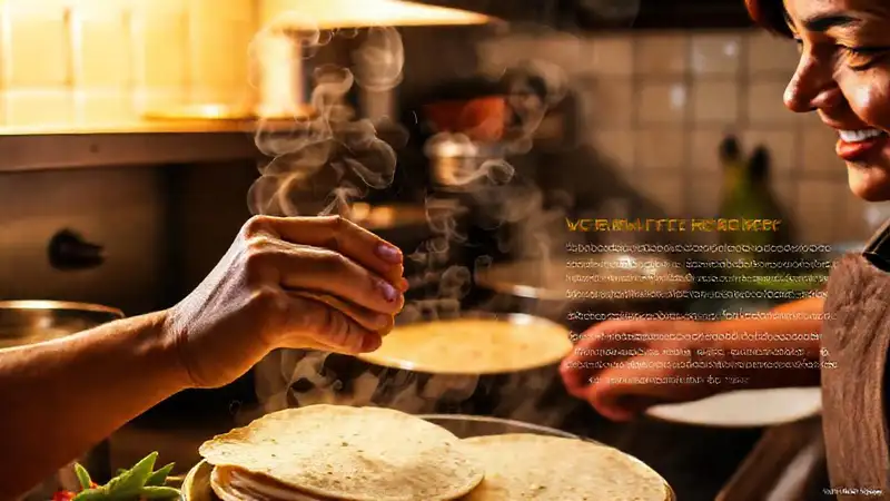 Cocina cálida, tortillas humeantes, receta invitante