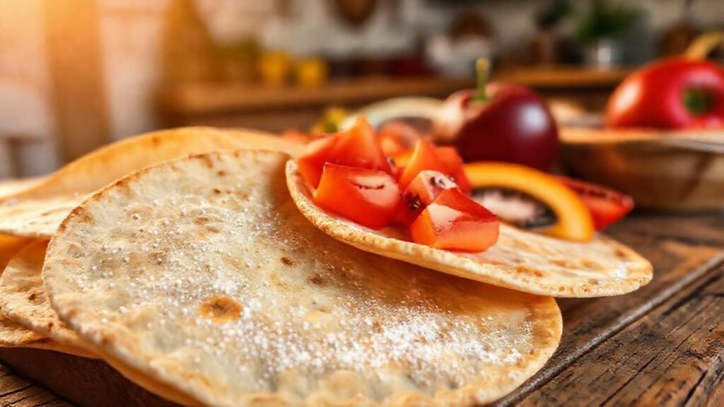 Tortillas dulces y frutas felices