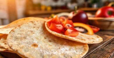 Tortillas dulces y frutas felices