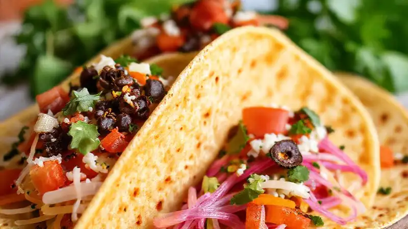 Tortillas veganas vibrantes y apetitosas