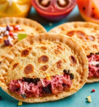 Tortillas coloridas y deliciosas en primer plano