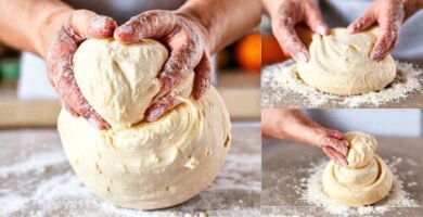 Mezclando masa sin gluten con alegría