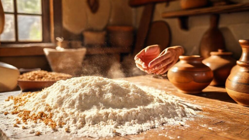 La cocina cálida prepara masa tradicional
