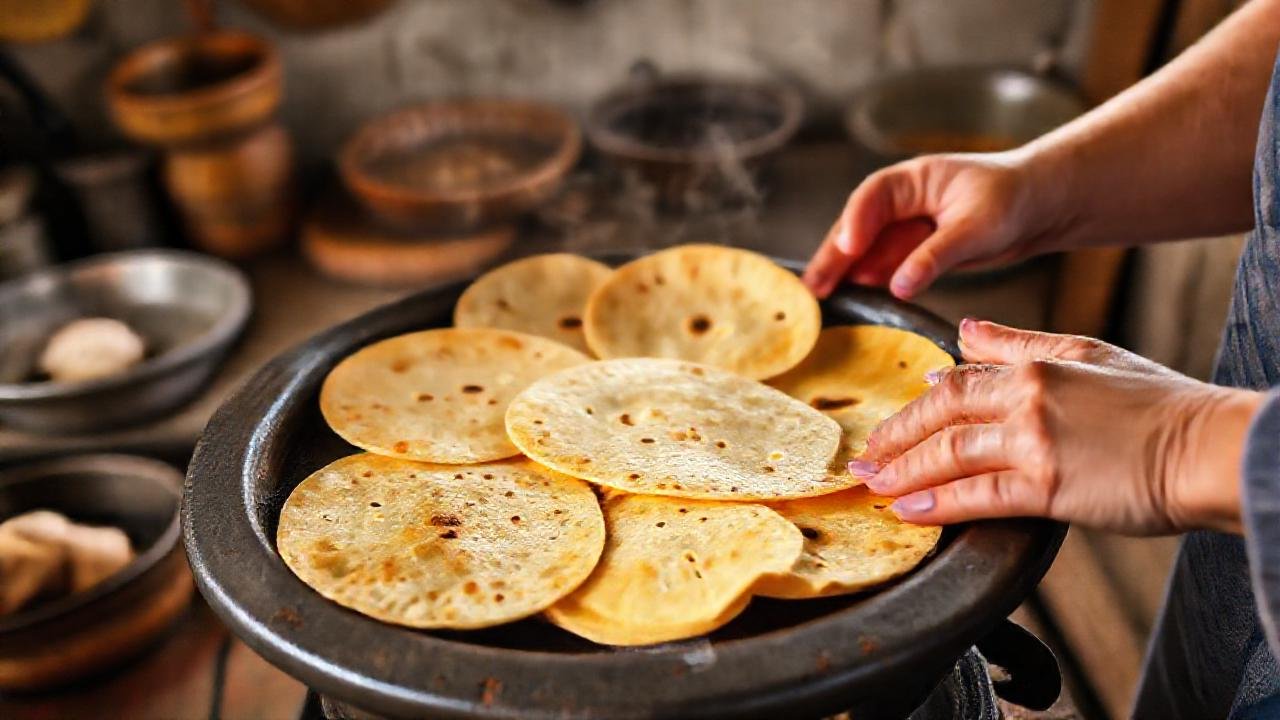 Tortillas doradas sonríen en la cocina