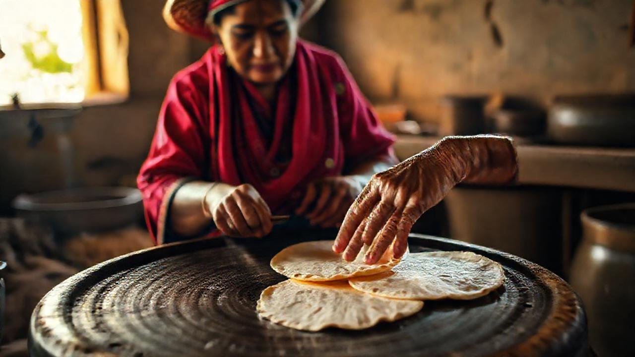 Una mujer mexicana cocina tortillas auténticas