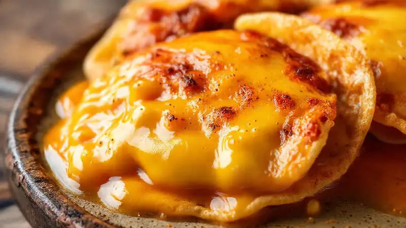 Queso asadero y pollo, apetitoso y cálido