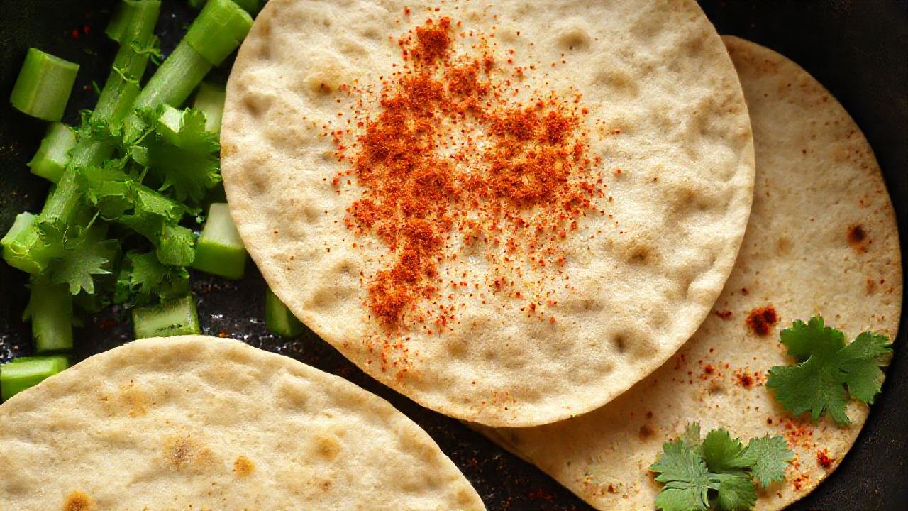 Tortillas frescas, chili y cilantro