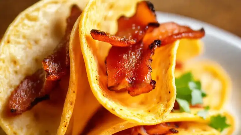 Tortillas crujientes y bacon