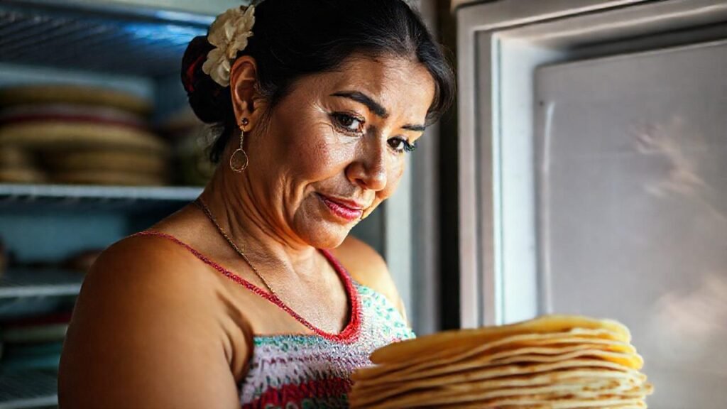 Tortilla cálida bajo luz brillante