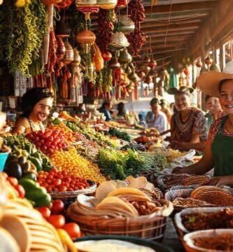 Mercado mexicano vibrante y lleno de vida